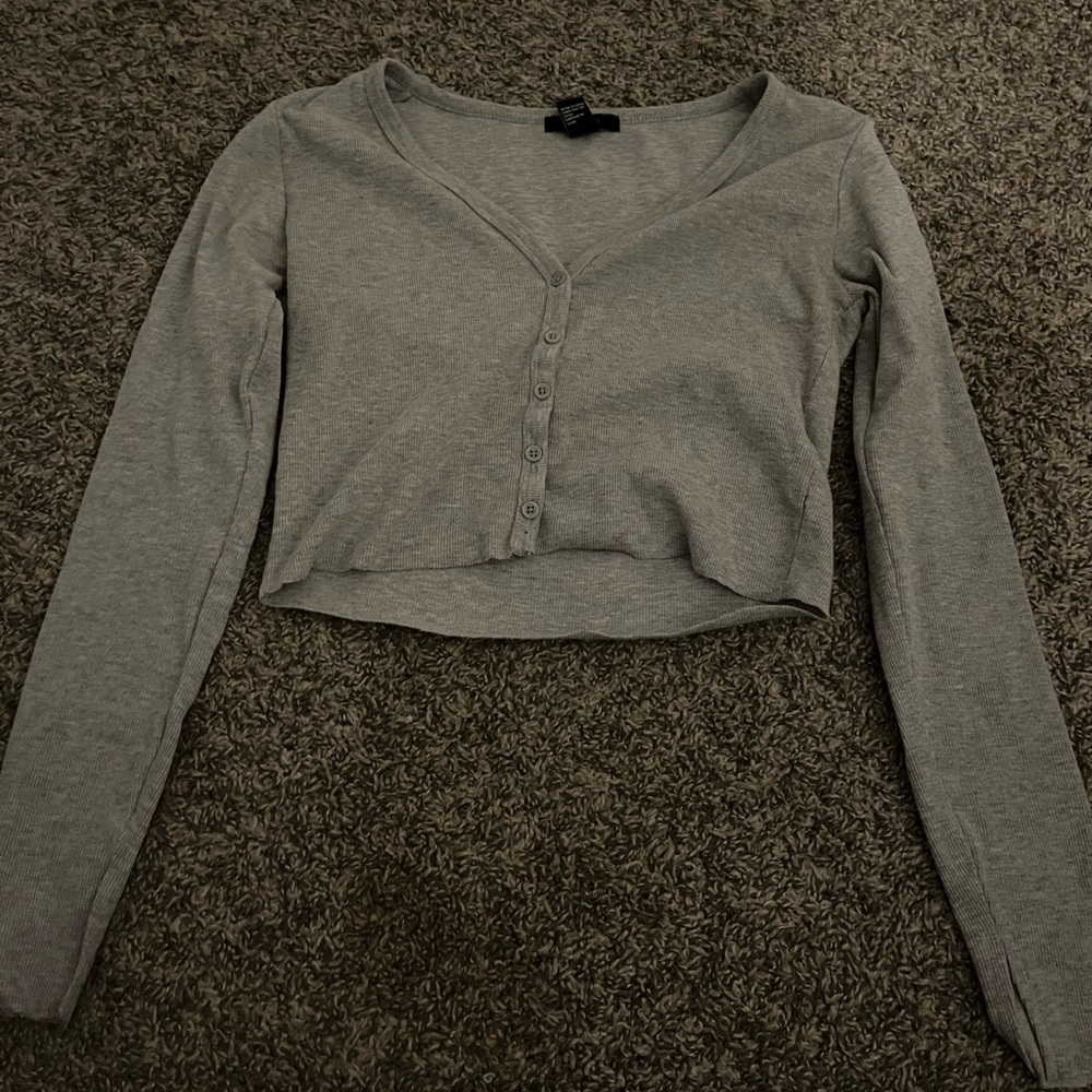 Forever 21 long sleeve gray button up